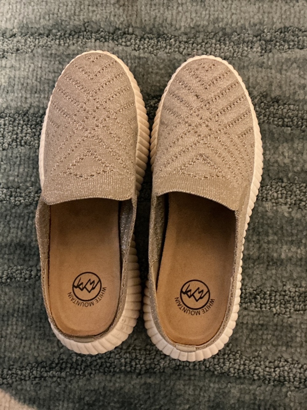 White Mountain slip on mules, size 8.5, color gold